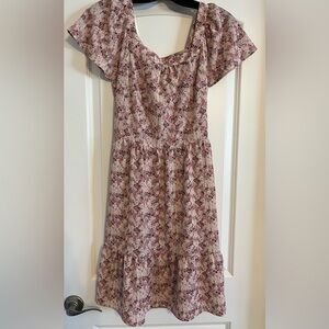 Monteau Pink and Cream Floral Casual Dress